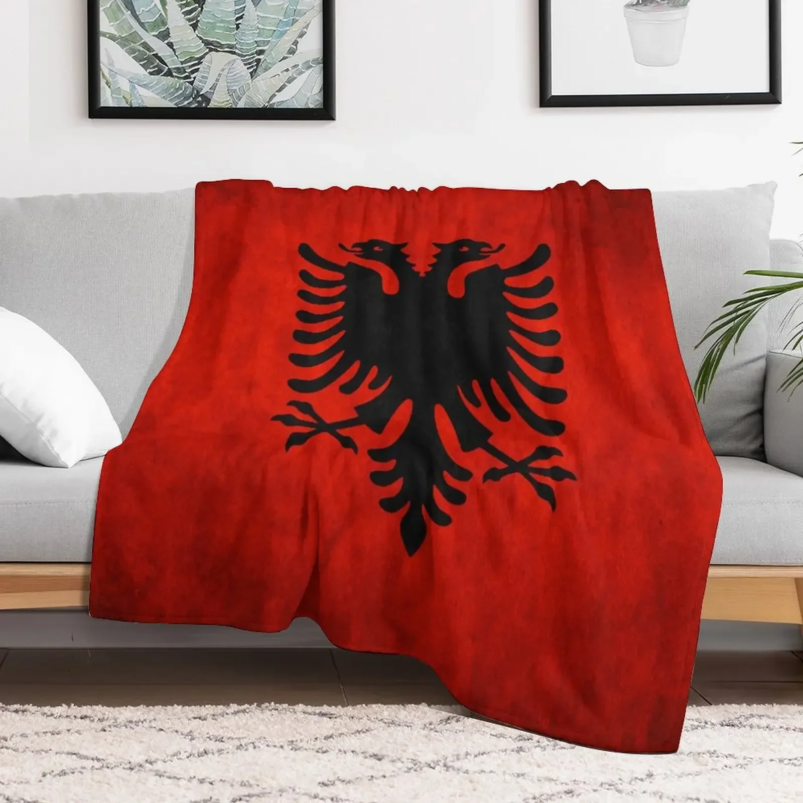 Albania | Albanian Flag | National Flag of Albania Throw Blanket Multi-Purpose Flannel Fabric Beach Blankets