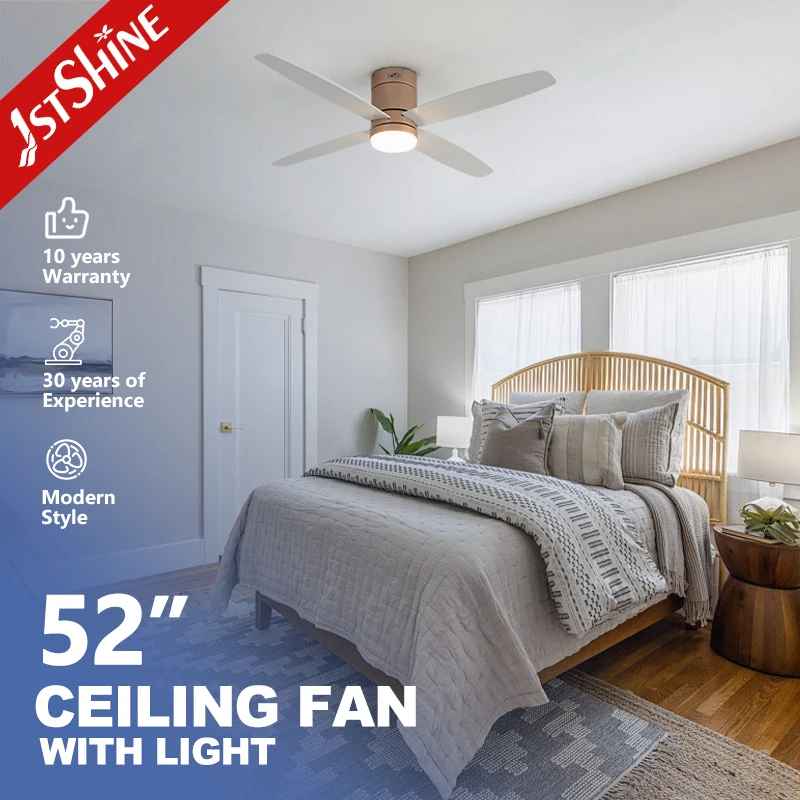 1stshine 52 Inch Flush Mount Ceiling Fan with Light Quiet DC Motor MDF Blades Low Profile Modern Design for Living Room