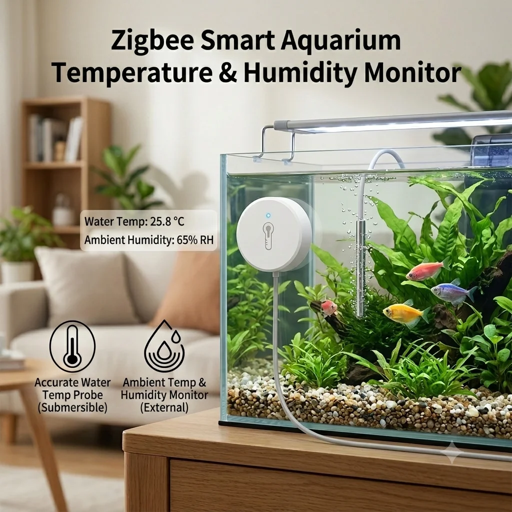 NTC Temperature Humidity Sensor with Probe Liquid Temperature Detection For Indoor and Outdoor Work with Smart Life Tuya Hub Z2M