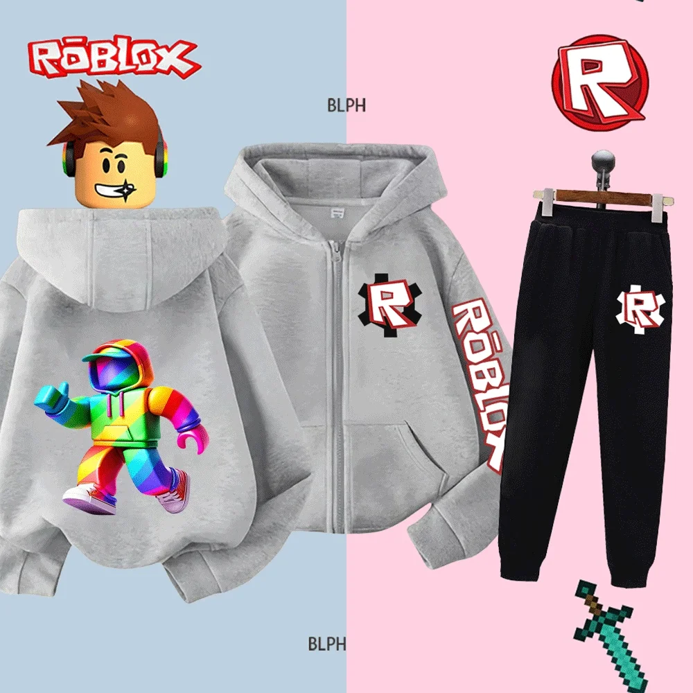 

Детский комплект с капюшоном Roblox Rainbow для мальчиков и девочек, свитшот с героями мультфильмов, спортивный костюм, повседневная спортивная одежда, осенне-зимняя одежда, одежда