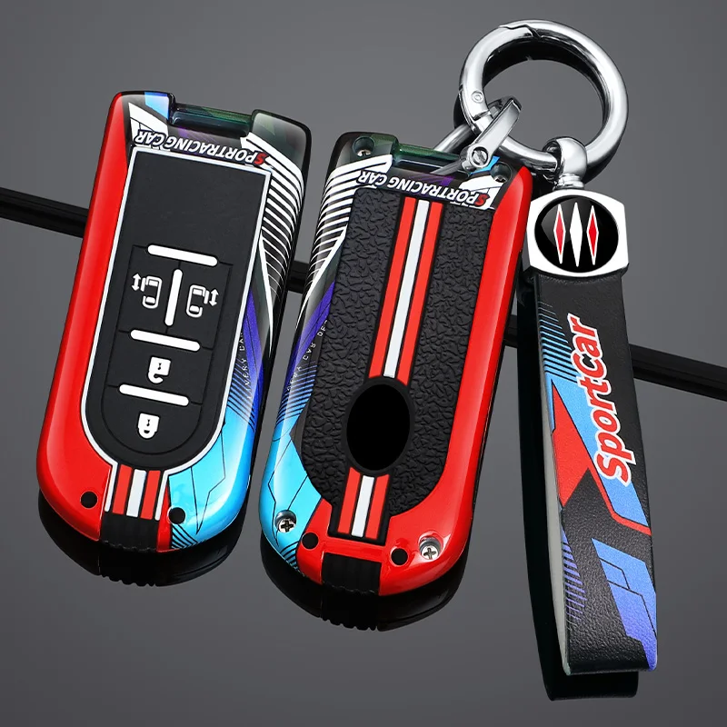 Car Case Cover Car Keychain Shell Rope Kit For Toyota  I Model 2/3/4 Button Folding Key Sports Two-Color Style Car Accessories