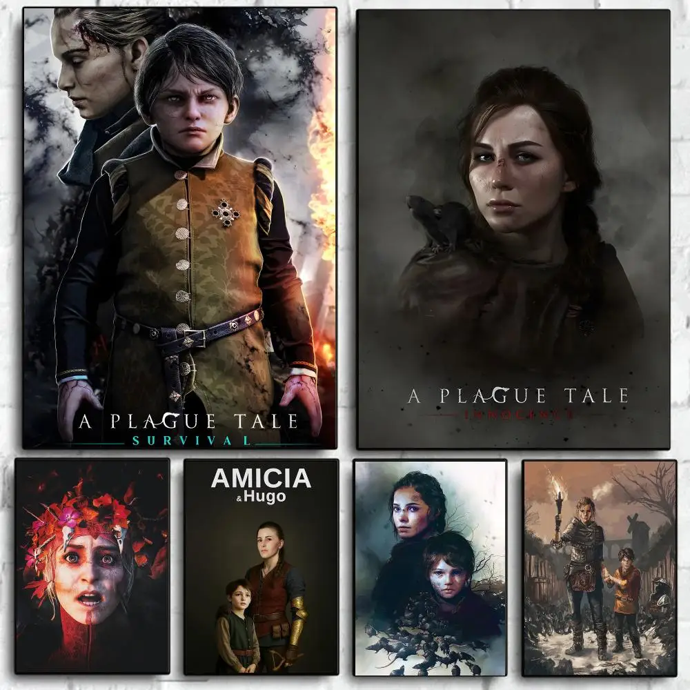 Funny Game A P-Plague Tale Requiem Poster Self Adhesive Wall Art Decor for Bedroom Living Room Office Home Decor Gift