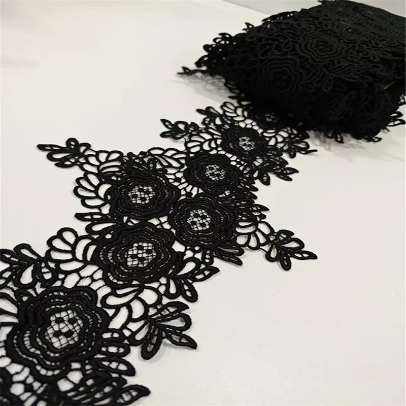 

10 ярдов шириной 15 см, блестящий черный полый цветок Venise Diy, венецианское кружево, аксессуары для одежды различных предметов одежды, бюстгальтер, нижнее белье