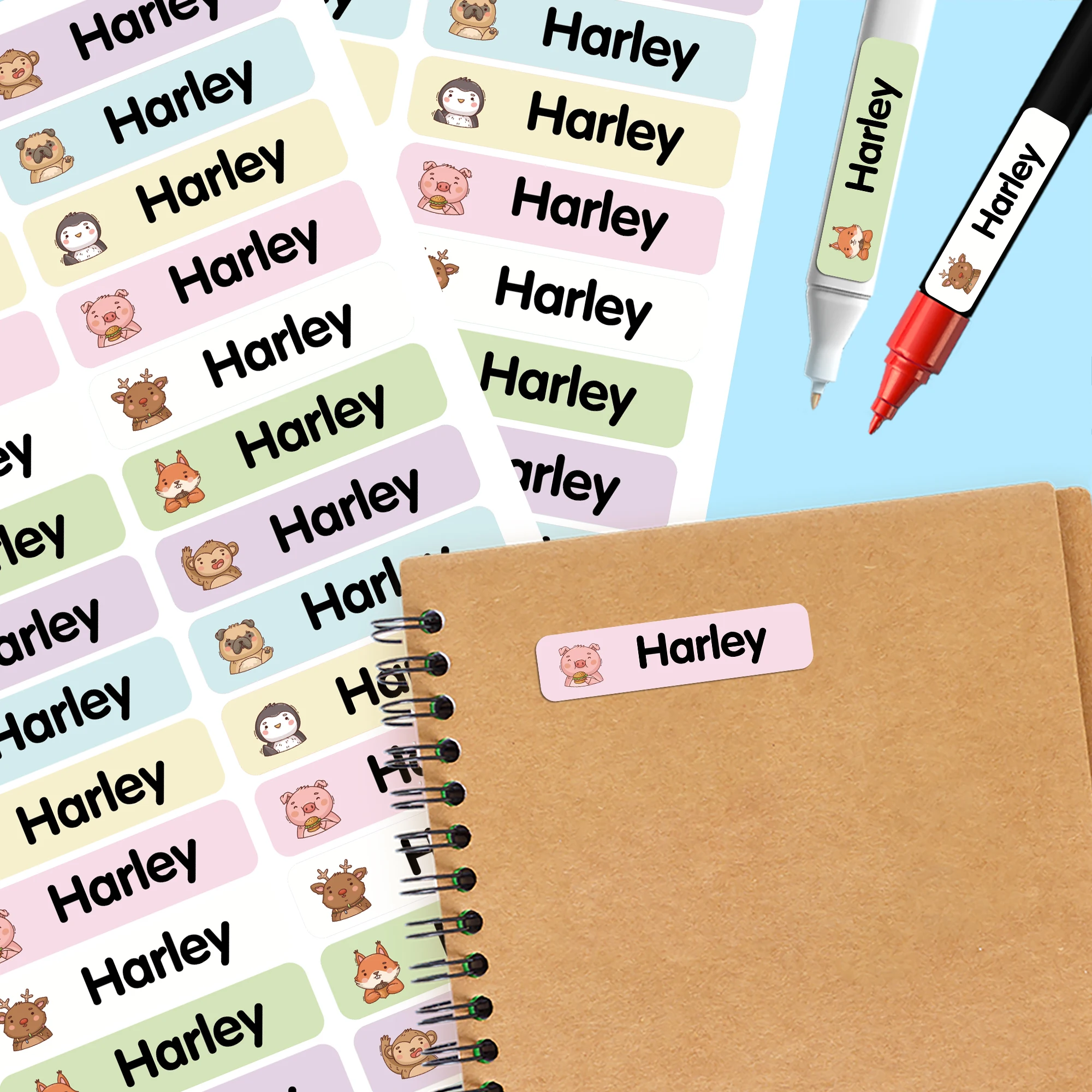 Personalized Name Tags Waterproof Stickers Animal Stylish Trendy Stickers For Organizing Water Bottles Luggage And Household