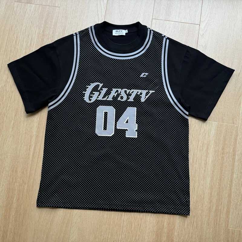 Number 04 Print Label Waffle Short Sleeve Sports T Shirt Men Women Black Apricot Quick Dry T-shirt Loose Breathe Casual T Shirt