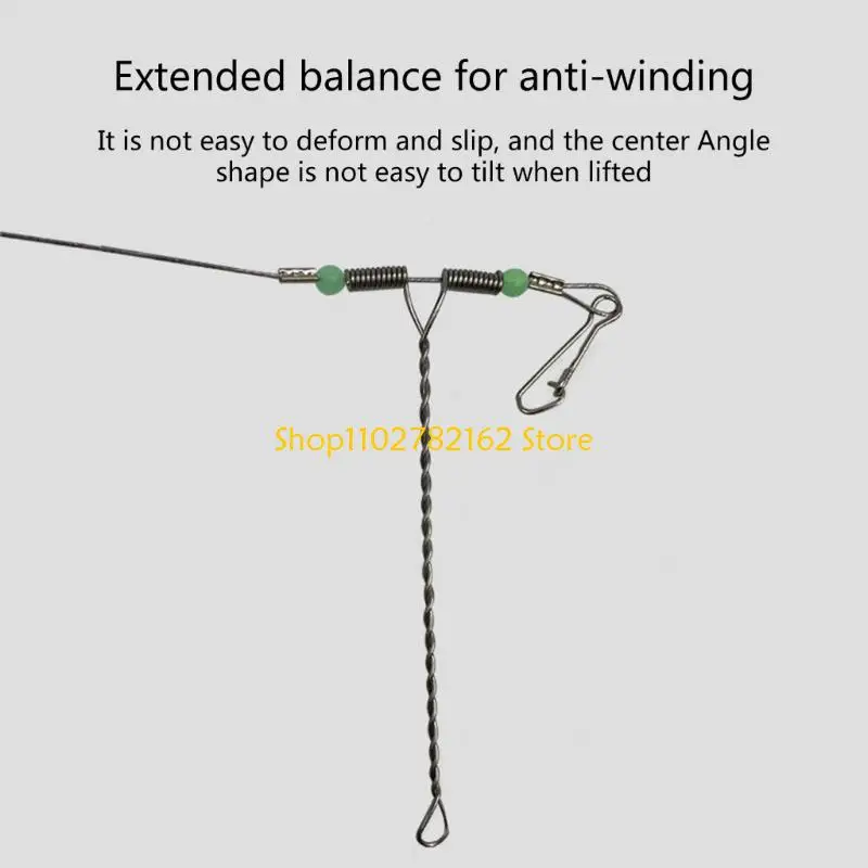 547B 10Pcs Fishing Leader Tackle Rigs, Fishing Wire Stainless Steel Wire Traces Leader, Fishing Rigs with Swivels Snaps Beads
