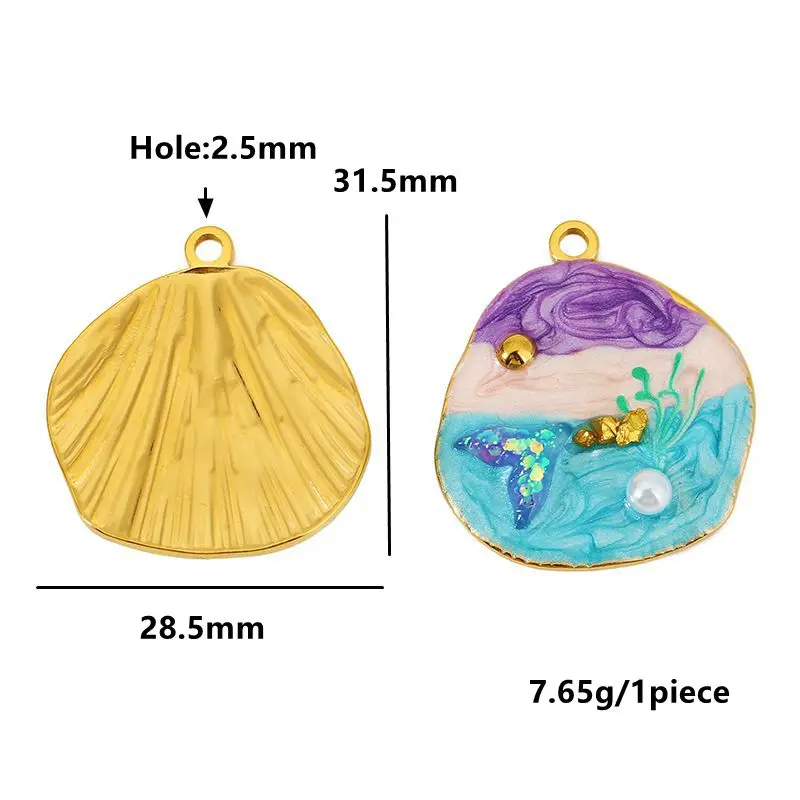 2pcs Stainless Steel Ocean Series Shell Fishtail Jellyfish Charms for DIY Earring Necklace Jewelry Making Sea Pendant Finding - Image 5