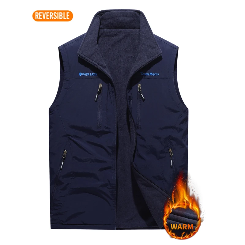 Winter Mens Polar Fleece Warm Vests Men Double-Side Wear Waterproof Waistcoats Outdoor Men Softshell Thermal Vests Clothing