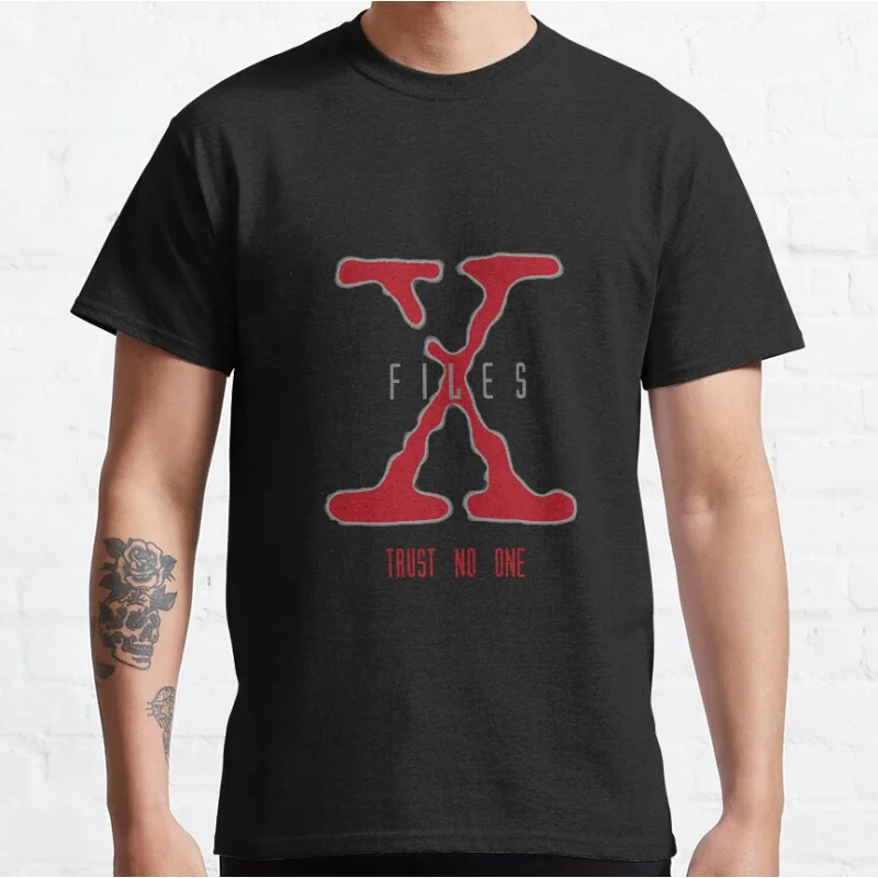 

Red X Vintage Sci fi tv series 0227 The X-Files Trust No One Gift t shirt for man Alien Graphic clothes All size tops S-6XL