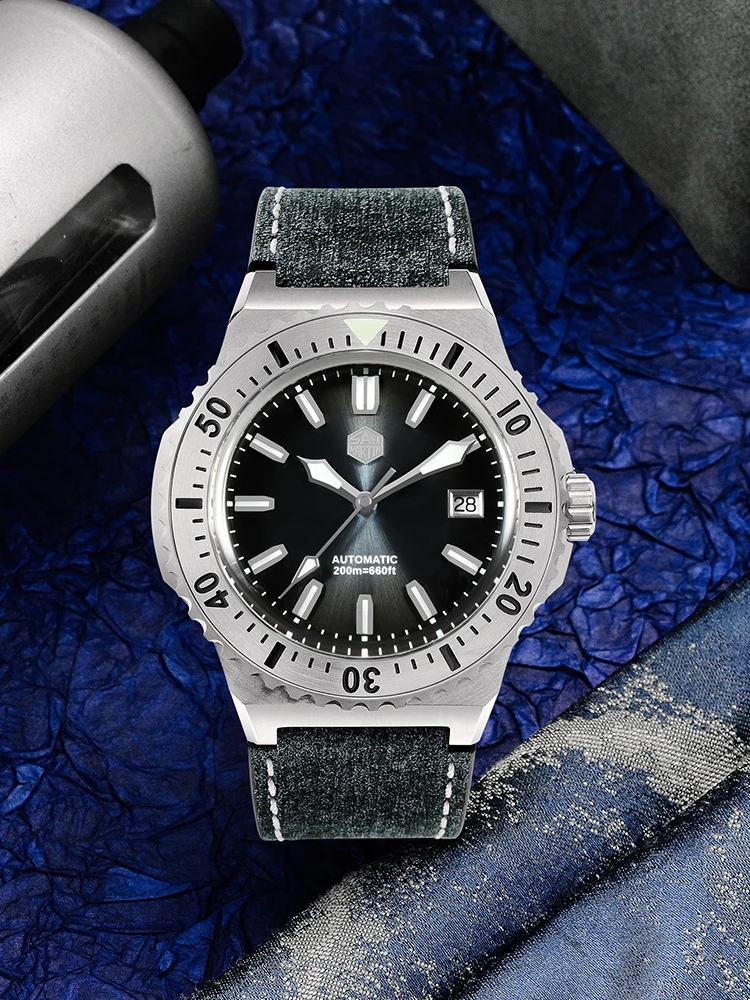 San Martin 44mm Retro Diver Luxury Sapphire PT5000 SW200 Automatic Mechanical Wrist Men's Watch 20Bar Waterproof Luminous SN0055