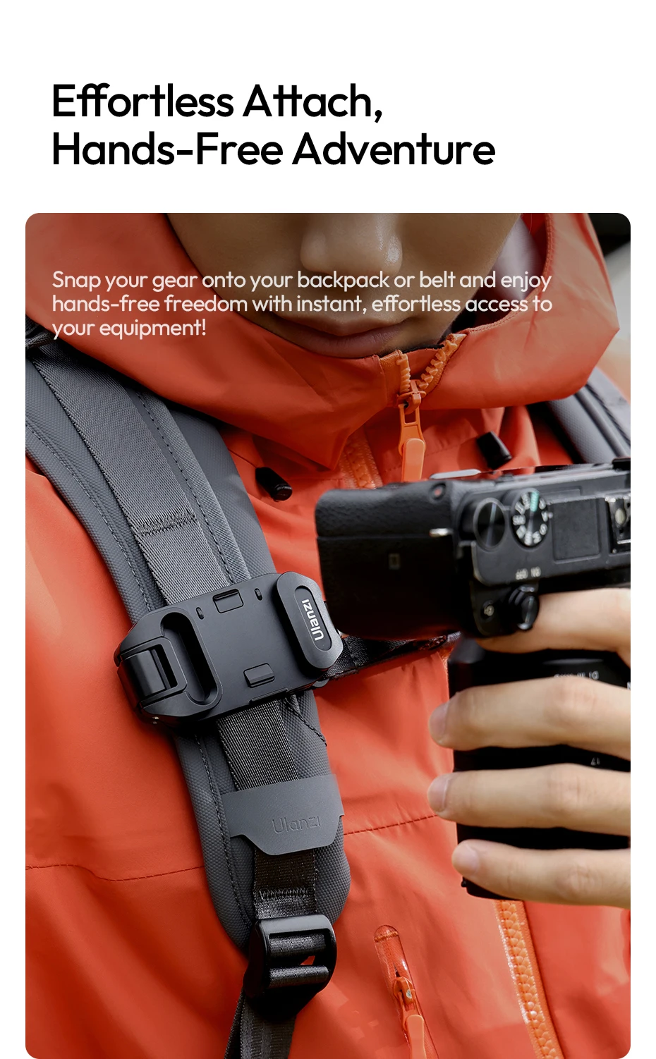 Ulanzi UKA07 Uka Schnellverschluss-Kit für Rucksack, geeignet für Arca-Swiss & F38 Schnellverschluss-System, problemloses Aufhängen, 10 kg Tragkraft – Detail 5