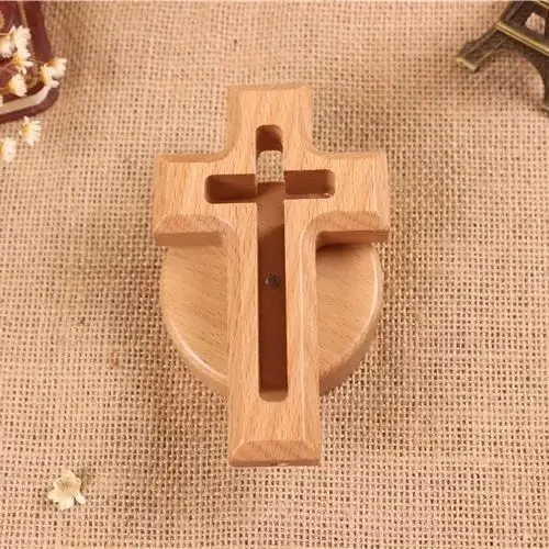 Wooden Cross Ornaments, Standing Baptism Cross Decoration, Small Handicraft, Suitable for Home Church