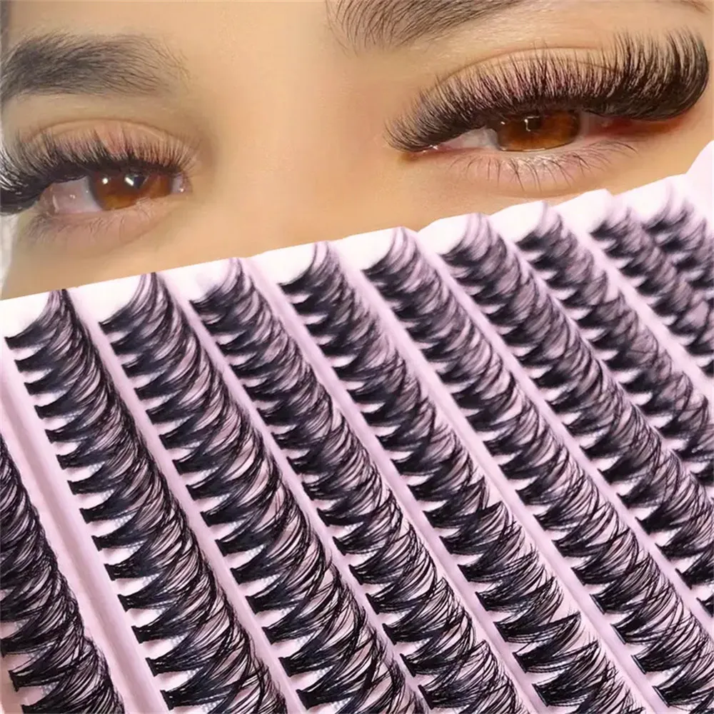 40D False Eyelashes, 200pcs 10mm/12mm/14mm Mix D Curling Cluster Lashes Individual Lash Extensions Soft And Natural False Eyelas