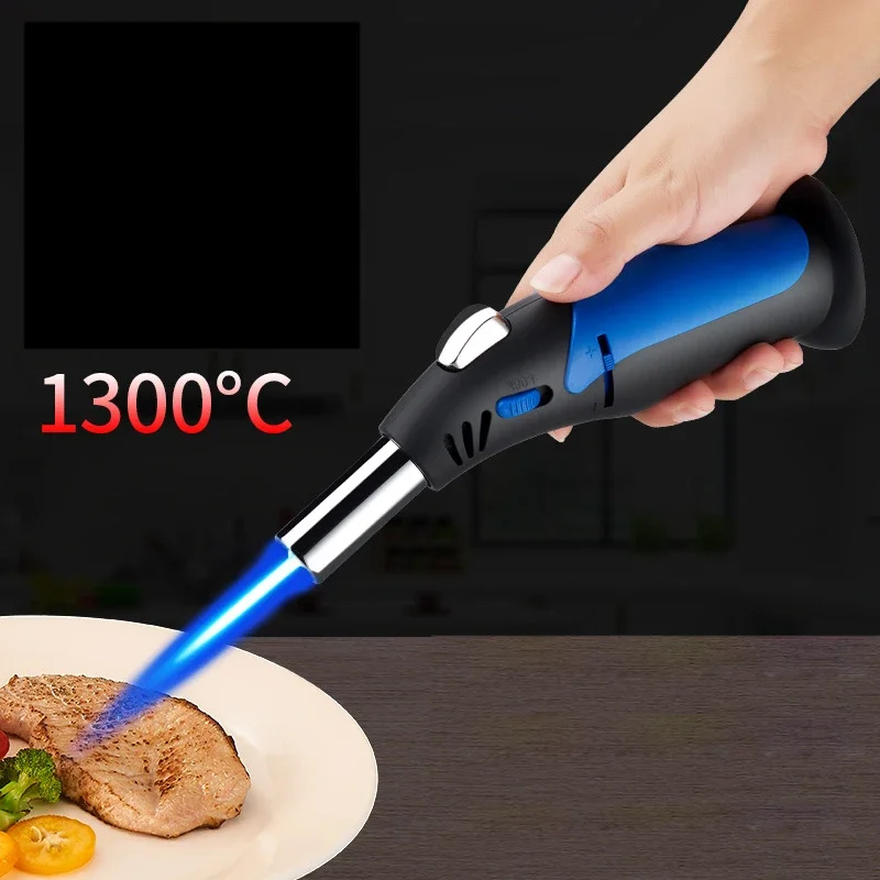 Table Blow Torch Windproof Strong Flame Lighters Kitchen Cooking Lighter Cigar Ignizer with Flame Lock Free Your Hands