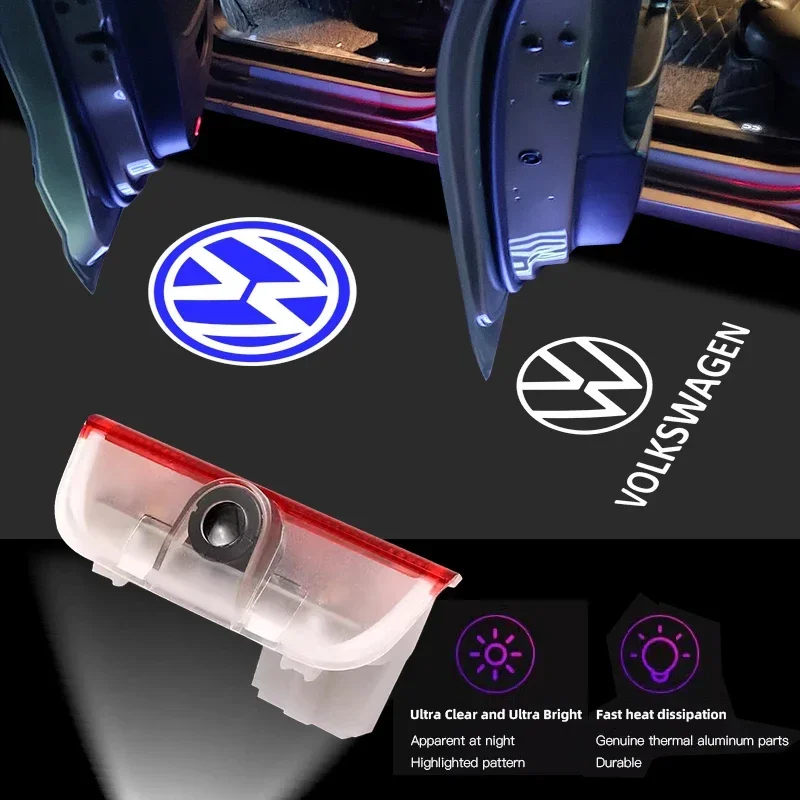 Lámpara de proyección con emblema para coche, luces decorativas para puerta, para VW Golf Touareg Eos CC Passat Variant B8 Touareg Tearamont, 2 uds.