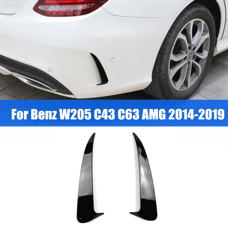 For Mercedes-Benz C Class W205 C43 C63 For AMG Rear Bumper Spoiler Air Vent Trim Rear Side Splitter Sticker Cover 2014-2019 4Dr