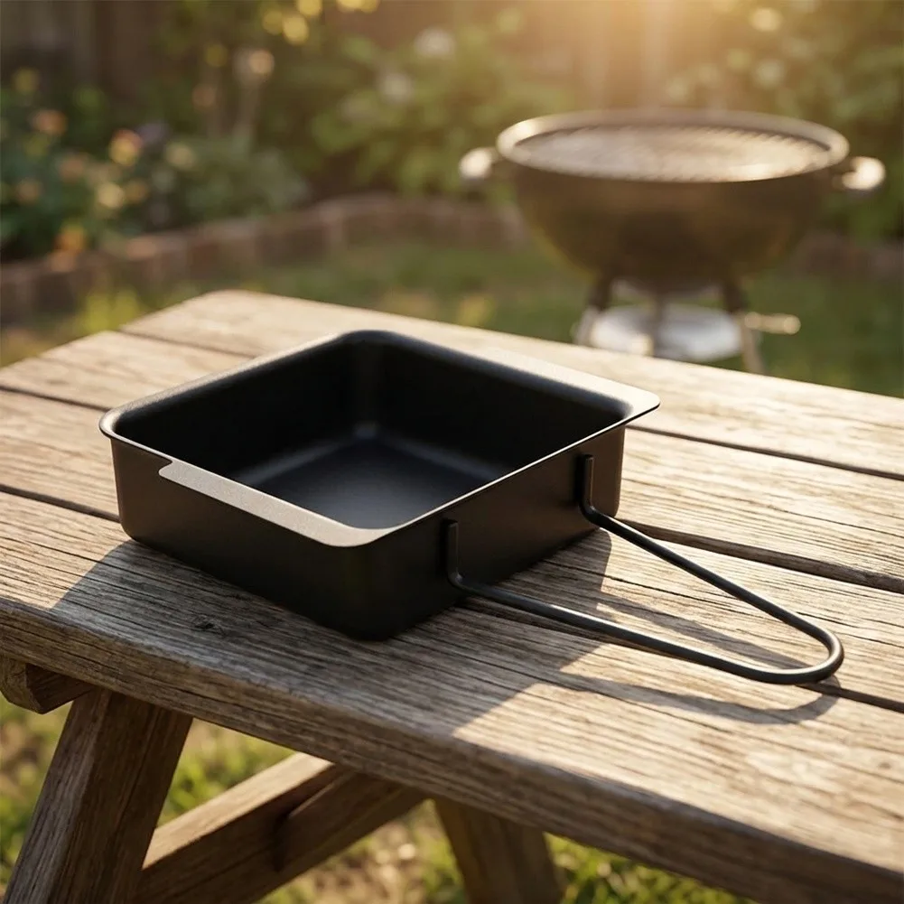 Metal Drip Pan for Outdoor Grills Designed to Direct Grease Away from Burners and Promote Stable Thermal Output During Cooking
