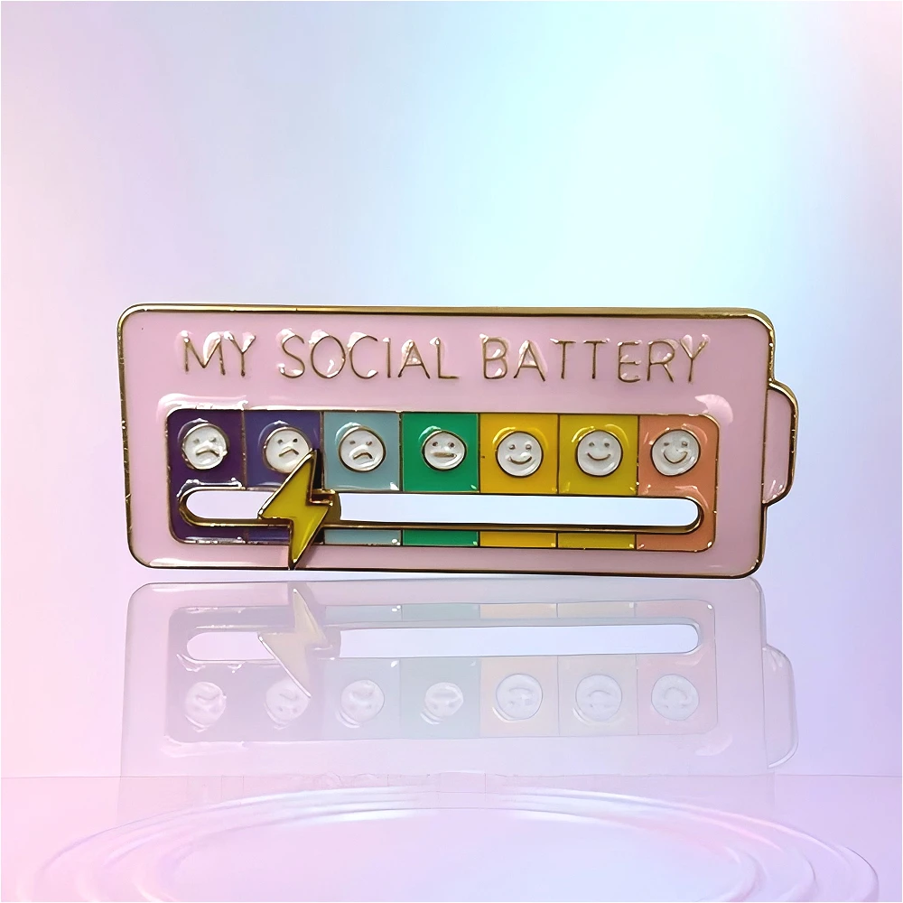 الوردي البطارية الاجتماعية التفاعلية انزلاق دبابيس المزاج المقتفي سحابة شكل بروش أسبوع شارة التلبيب الصحة العقلية الانطوائي هدية