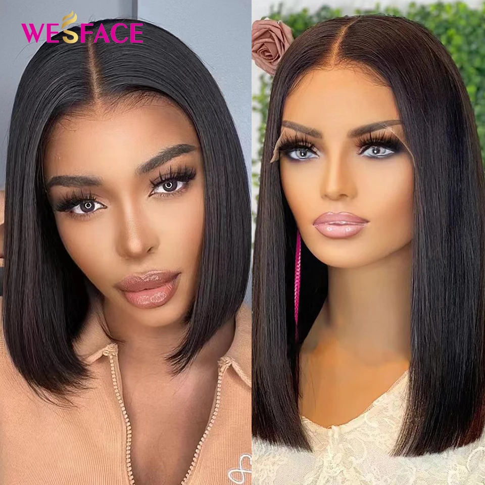 

13x4 Lace Front Human Hair Wigs Brazilia PrePlucked Bleached Knots With Baby Hair Straight Bob Transparent For Black Women