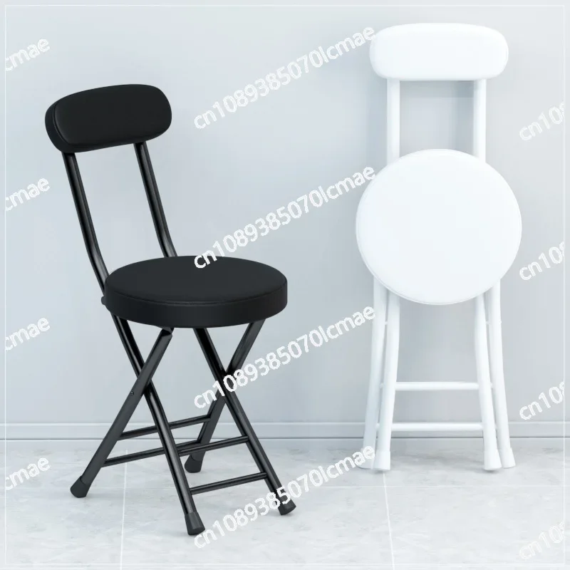 Foldable Chair Small Bench, Household Mazza Strong Folding Stool, High Stool, Simple Mazza Backrest, Round Stool