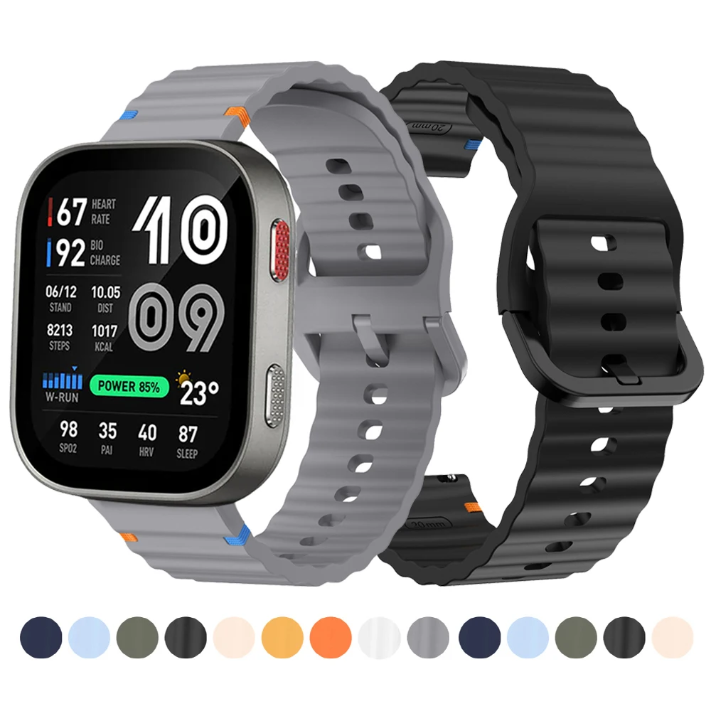 Bracelet en Silicone 20 22mm pour Huami Amazfit Bip MAX 6 5 UNITY, Amazfit Balance 2 GTR 4/2e/3 GTS 4/2mini CHEETAH 2 Pro