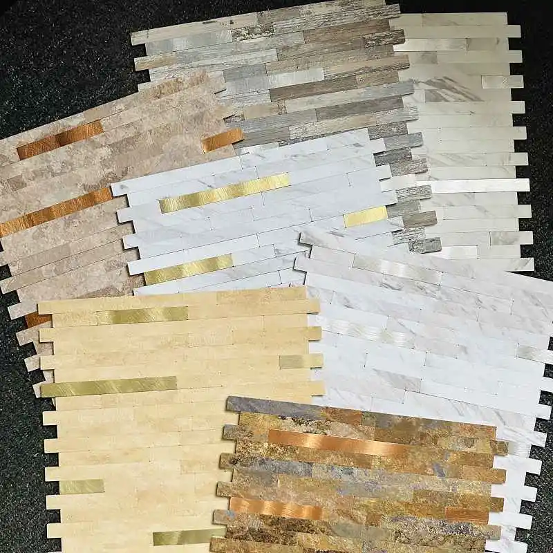 

4pcs/lot Mosaic Wall Tile Peel And Stick Self Adhesive Waterproof Aluminum composite rectangle Kitchen Bath Tile Backsplash 917