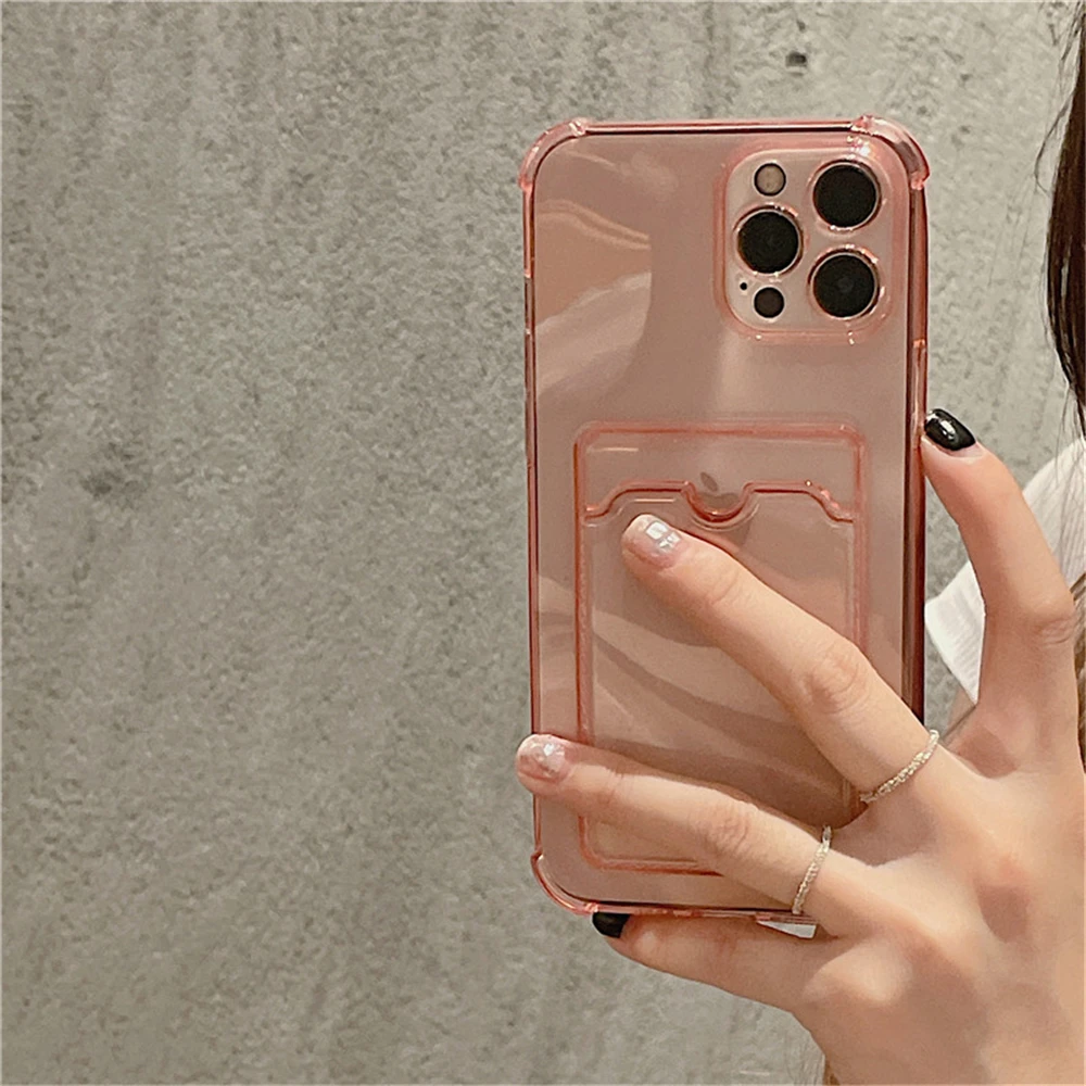 Transparente Kartensteckplatz-Taschenhalter-Hülle für iPhone 13 11 12 14 15 Pro Max Mini X XS XR SE 7 8 Plus Klare, stoßfeste Brieftaschenhülle – Detail 5