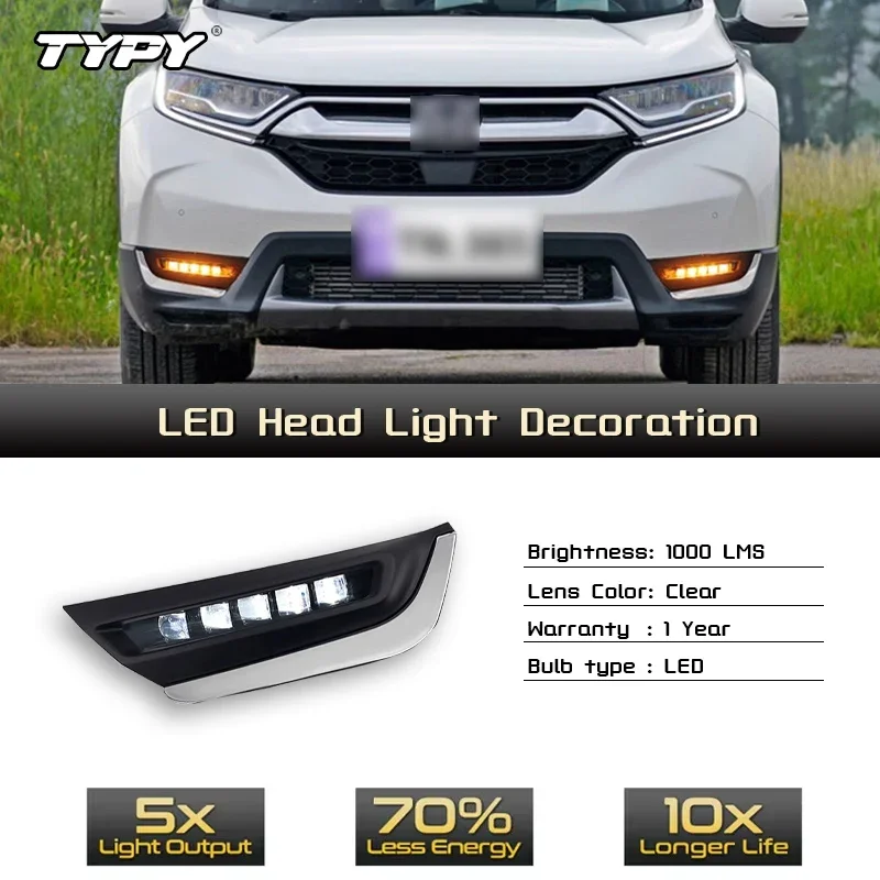 

TYPY Car LED Fog Lamp For Honda CR-V CRV 2017 2018 Car LED Daytime Running Light Dynamic Turn Signal Auto Accessories