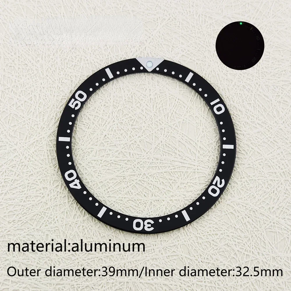 Bisel de reloj de 39mm x 32.5mm, bisel plano de aluminio SKX007 SKX009 SRPD, caja de reloj luminosa, accesorios de reloj de celebridades DIY