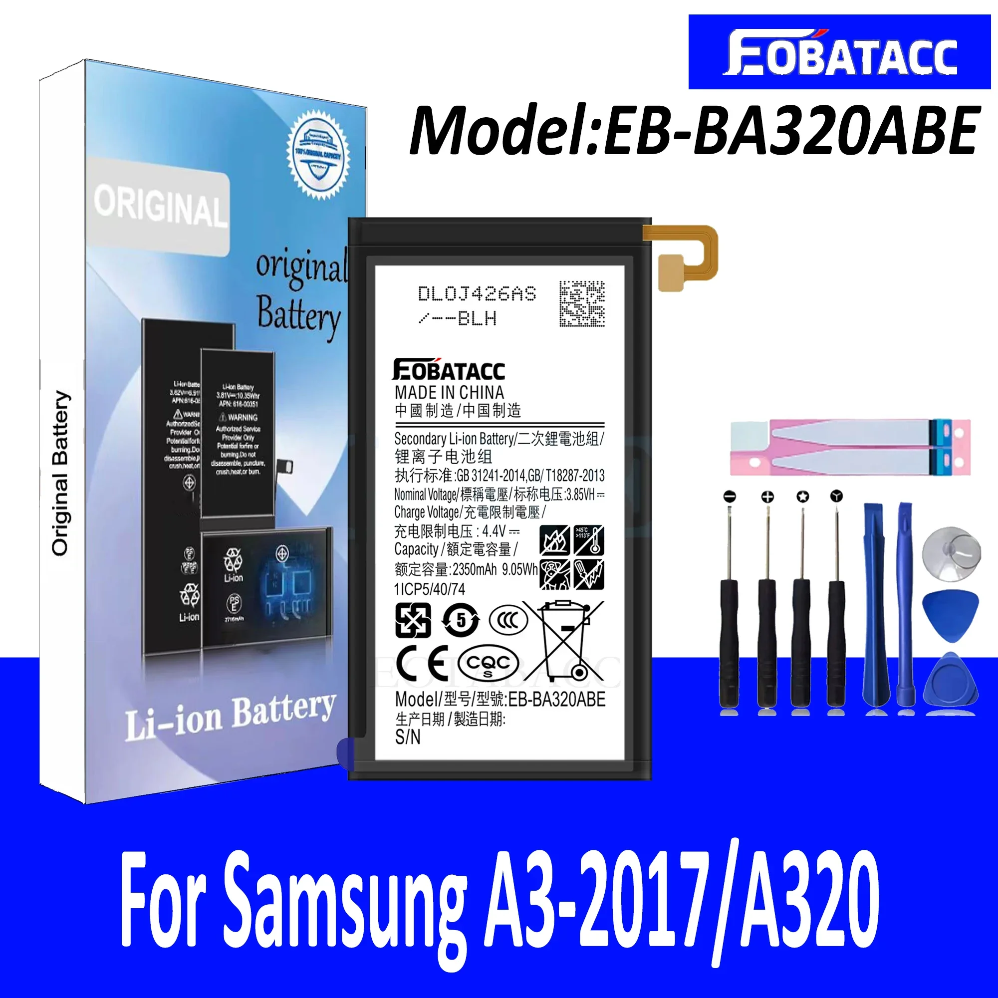 

EOATABACC Совершенно новый сменный аккумулятор EB-BA320ABE для Samsung Galaxy A320/A3-2017, инструменты для аккумуляторов