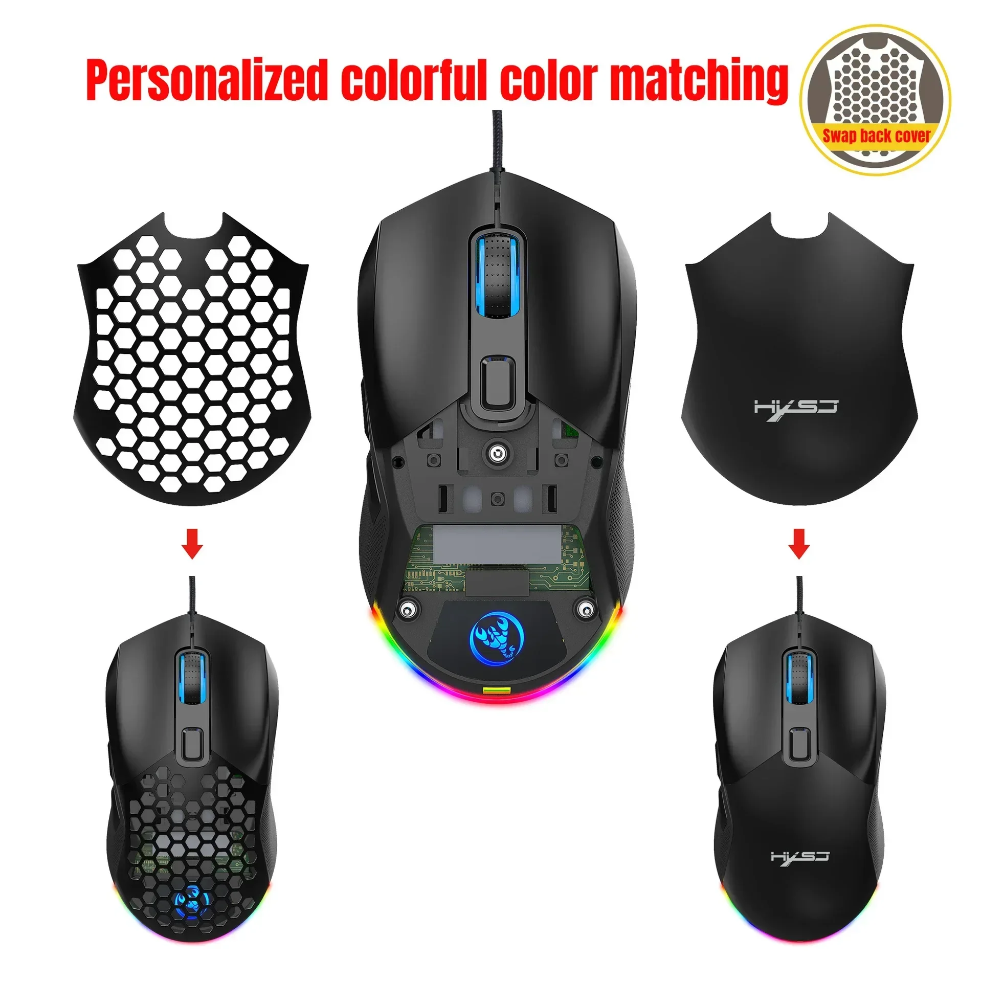 7200 DPI X300 6 Button Macro Programmable Mouse Wired Mouse for Laptop Desktop Bestseller RGB Luminous 7200 Adjustable Ergonomic