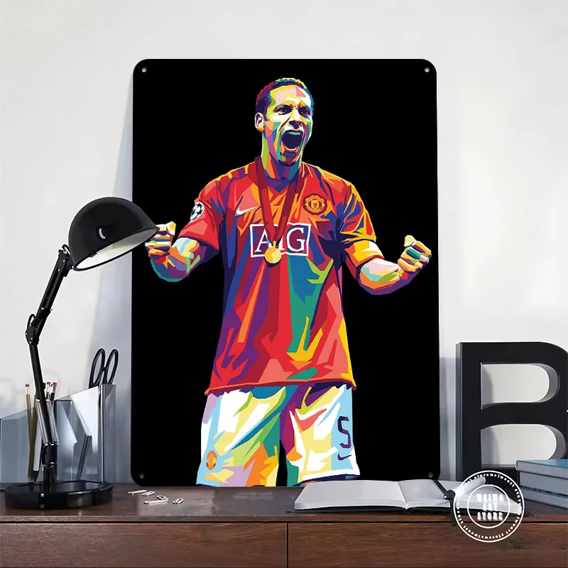 Rio Ferdinand Celebration Pop Art Personalized 3D Textured Metal Poster Wall Art Tinplate Sign for Decor Room Decoration Gaming