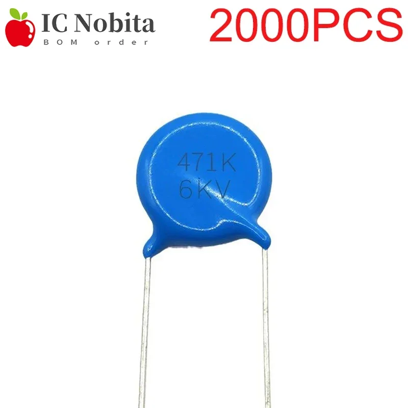

2000PCS 6KV 470PF High Voltage Ceramic Capacitor 6000V 471K Pitch 7.5mm