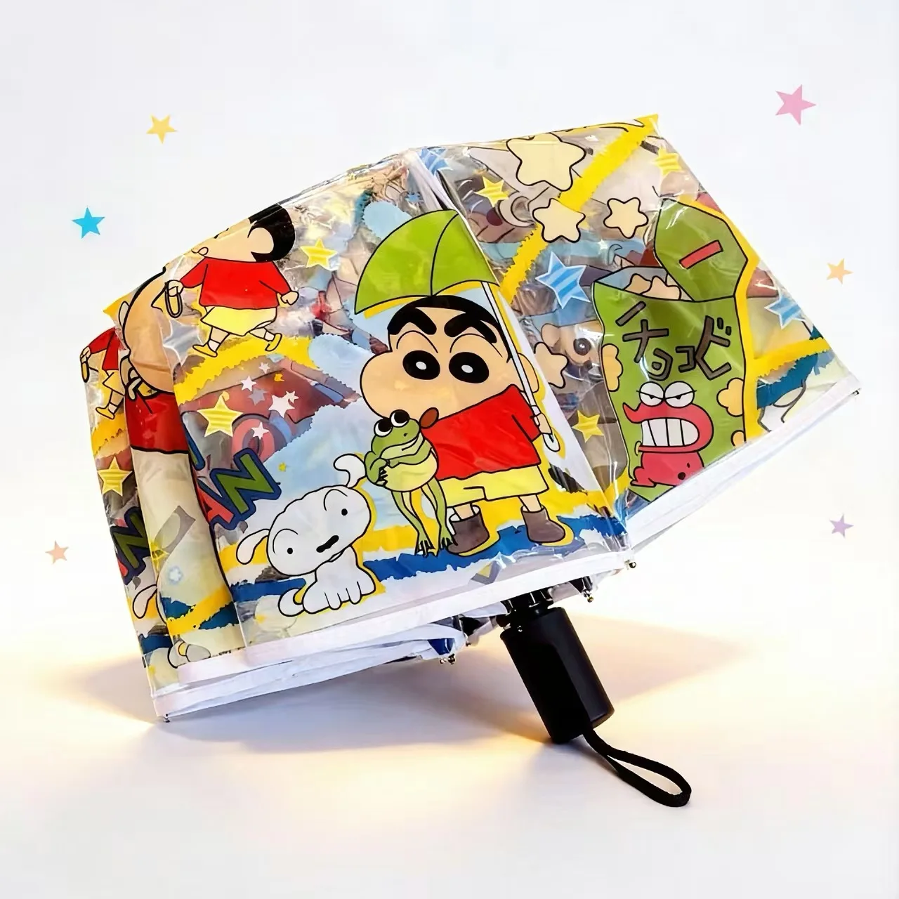 Crayon Shin-chan Shiro cartoon cute student umbrella kawaii graffiti painted transparent umbrella anime peripheral wholesale view 4