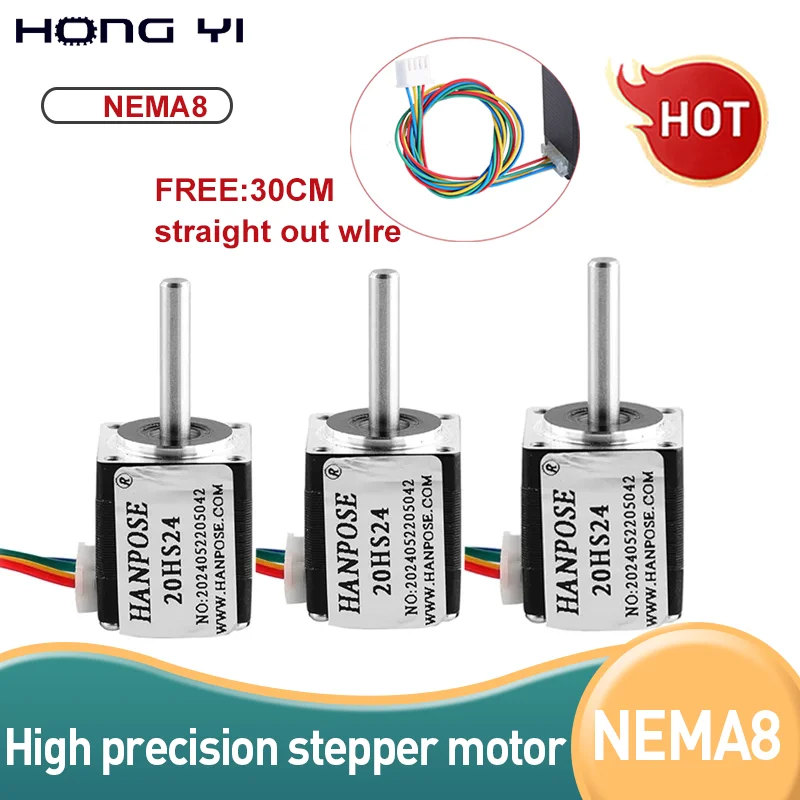 3pcs For 3D Printer Monitor Equipment 20 Series Motor Nema8 Stepper motor 24mm 0.8A 1.8 degrees 12mN.m（20HS24）step motor