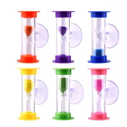 2 Minute Hourglasses Timer With Suction Cup 6*2.5cm Shower Tooth Brushing Sandglass Timer Children Time Toy Home Decor