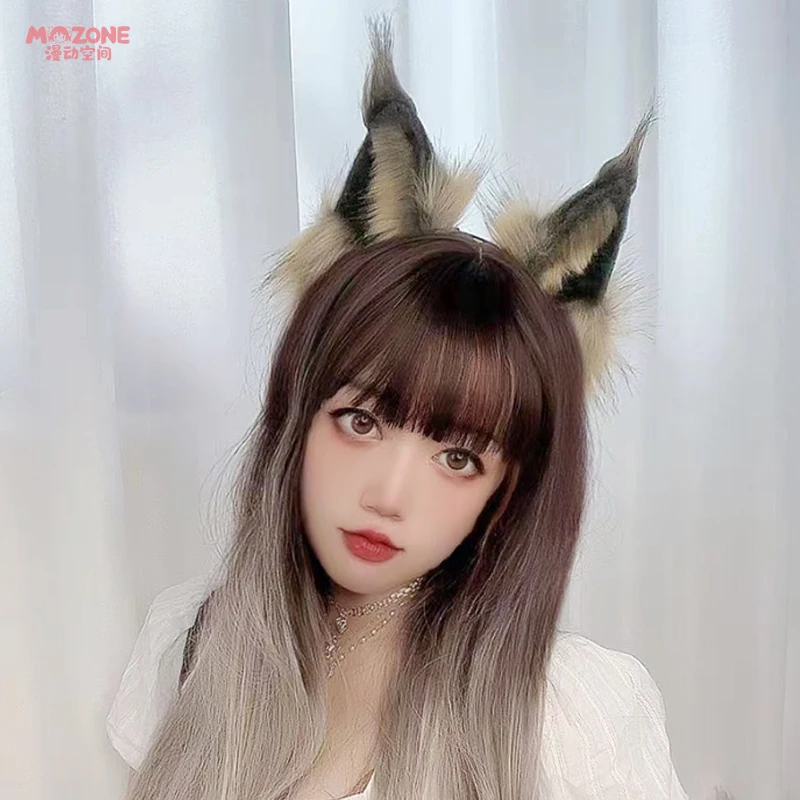 Handmade cute plush lynx ears cosplay hair accessories holiday party props accessories