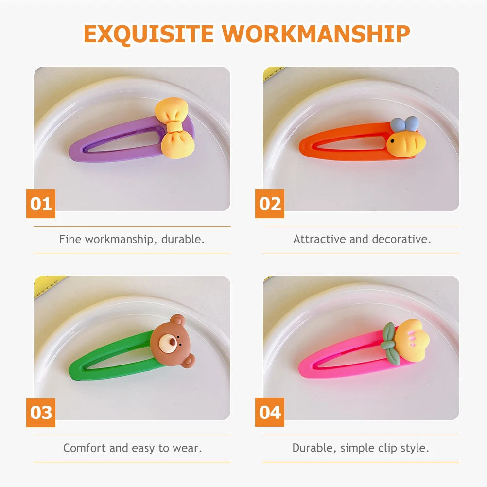 

10pcs Cartoon Fruit Hair Accessories Cute Kids Clips for Girls Toddler Durable Kawaii Barrettes Easy Closing Hairpins
