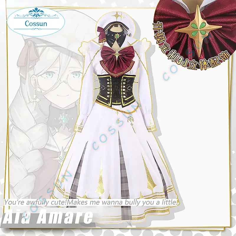 [Customized] NIJISANJI Vtuber  EN ILUNA Aia Amare Cosplay Costume White Dresses Anime Game Outfits Women