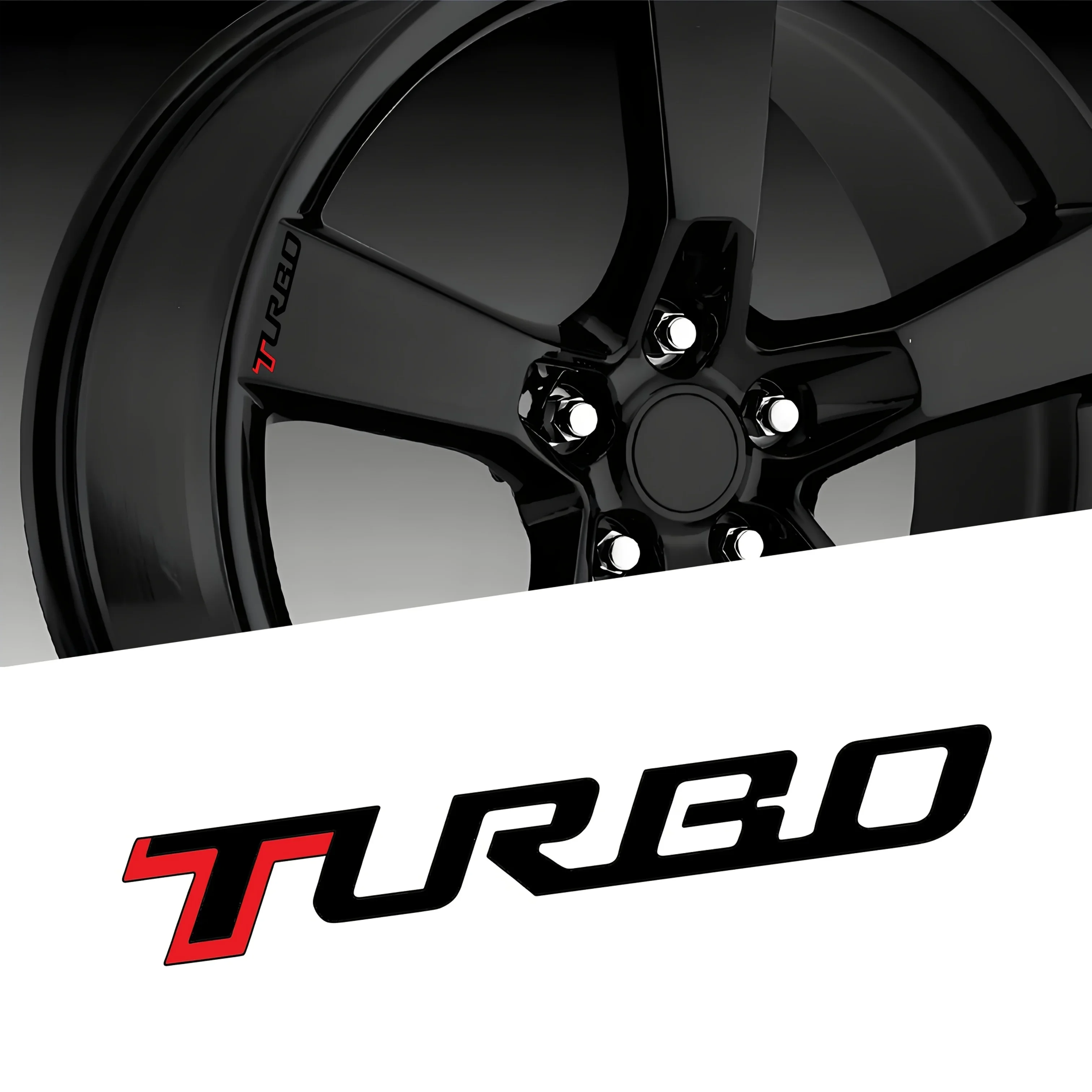 2 قطعة/المجموعة "Turbo" ملصق أحمر أسود لسيارة دراجة نارية أداء مميز ملصق تزيين السيارة #3