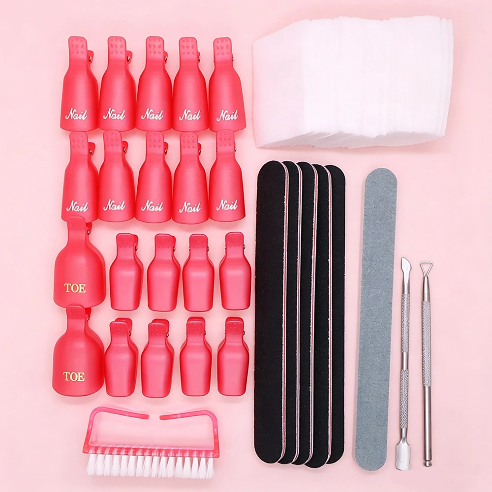 ferramentas-para-cuidados-com-as-unhas-removedor-de-gel-para-unhas-clipes-lixa-para-unhas-removedor-de-cuticulas-pincel-para-remover-o-po-lencos-umedecidos-kit-profissional-para-manicure-e-pedicure