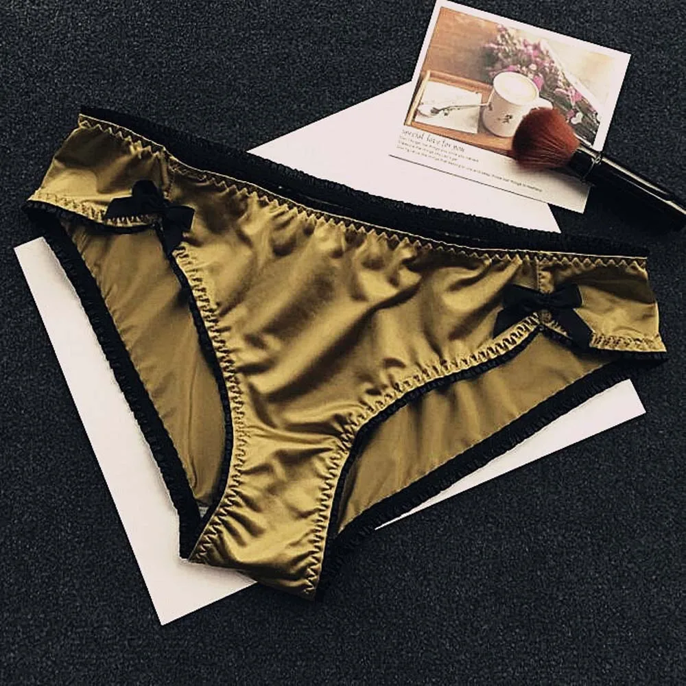 

Girl Comfortable Solid Color Women Bowknot Briefs Women Panties Sexy Thong Underpants