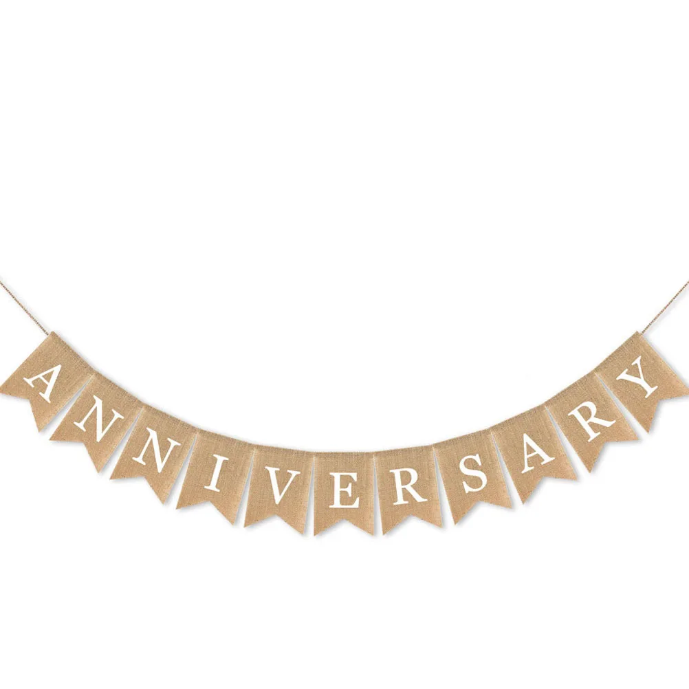 

Wedding Background Cloth Fish Tail Banner Anniversary Linen Flag Bunting Jute Letter