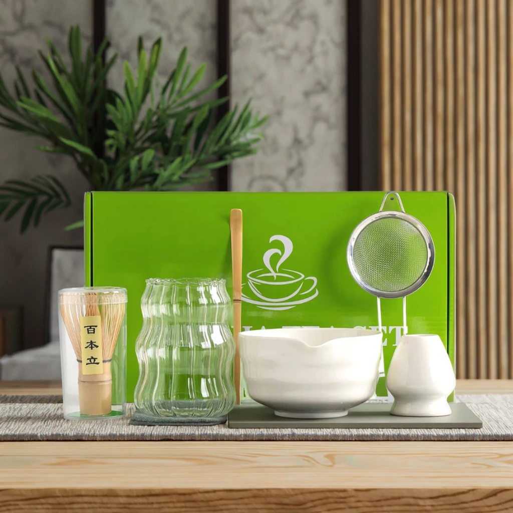 

7-częściowy набор венчиков для матча с керамической чашей, стеклянная чашка, японские инструменты для изготовления чая Матча, набор для чайной церемонии