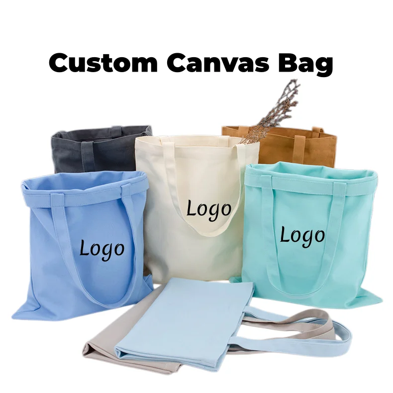 Customized Canvas Bag Colorful Eco-friendly Shopping Tote Bag Personalized Brand Logo Text Single Shoulder Canvas Bag Shopping