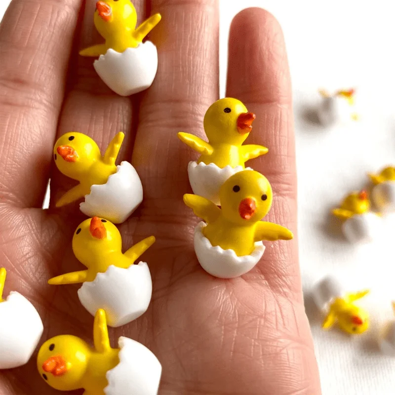 12/6pcs Miniature Resin Chick Figurines, Versatile Indoor & Outdoor Handcrafted Garden Animal Decor