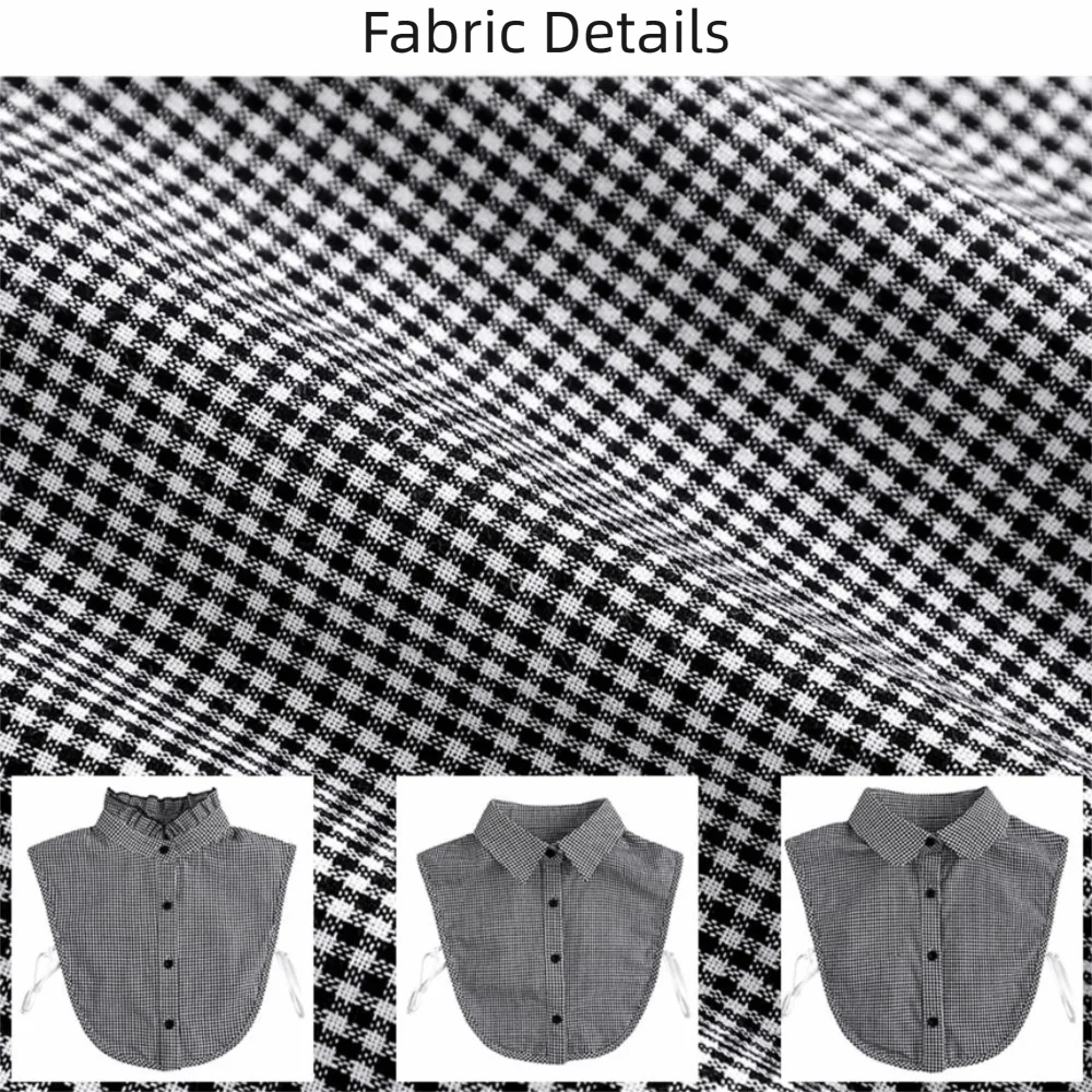 Elegant Detachable Plaid Fake Collar Black Sharp Collar Lapel Half Shirt Houndstooth Korean Style Adjustable Neckline Women
