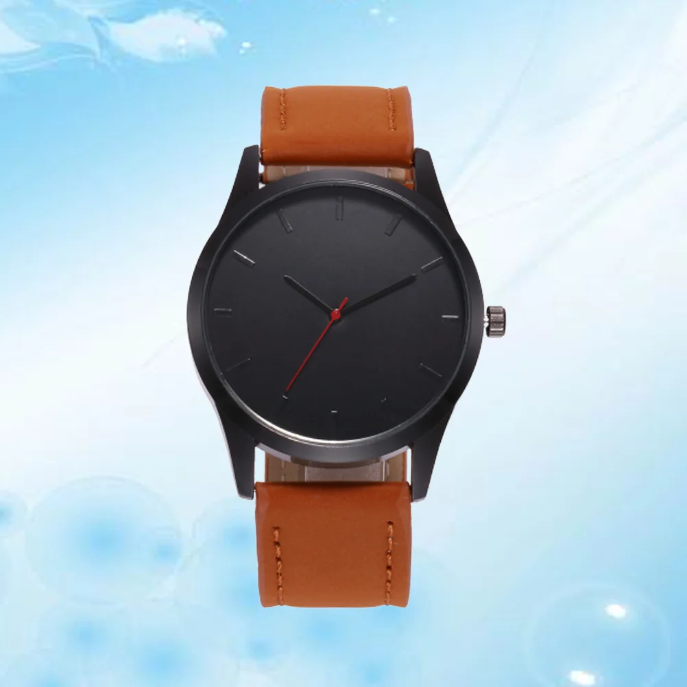 

Business Watch Men Band Analog Quartz Wristwatch Elegant Simple Design Timepiece Brown Strap