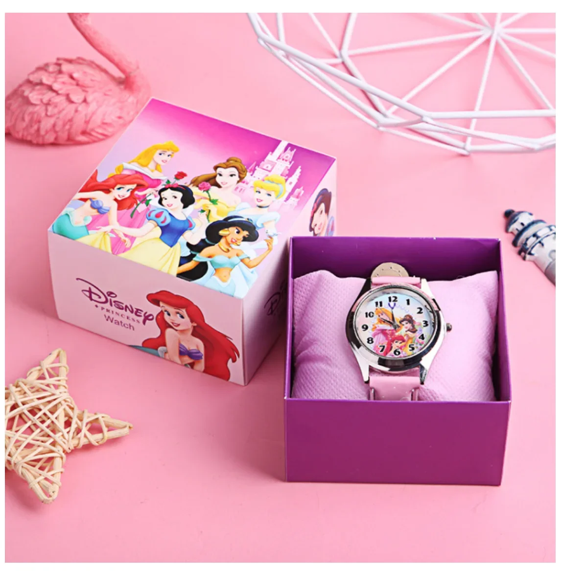 Disney-Montre Minnie Mouse pour enfants, figurine d'anime, montres de dessin animé pour garçons et filles, cadeaux pour enfants, jouets avec boîte