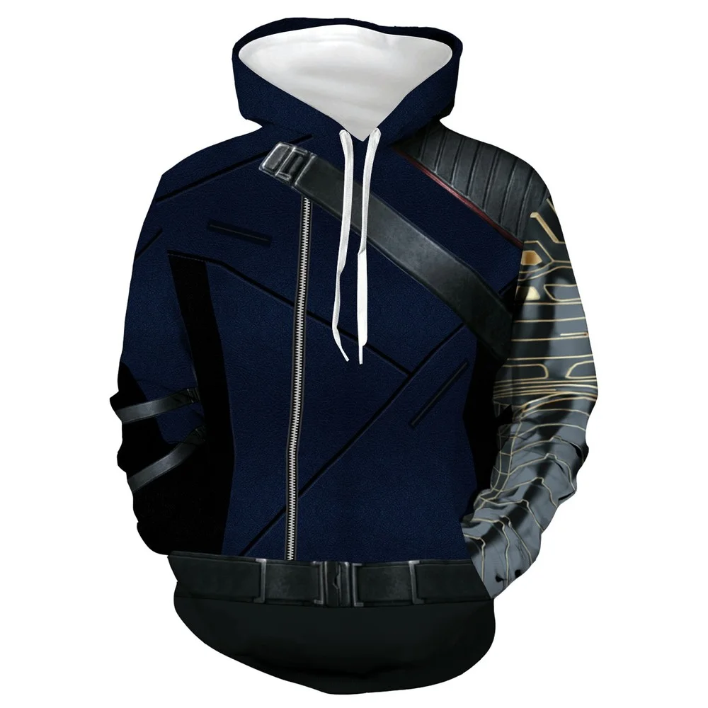 Superhero Bucky Barnes Cosplay Costumes 3d Printed Hoodies Falcon Sam Wilson Sweatshirts Jackets Hip Hop Streetwear Zipper Tops